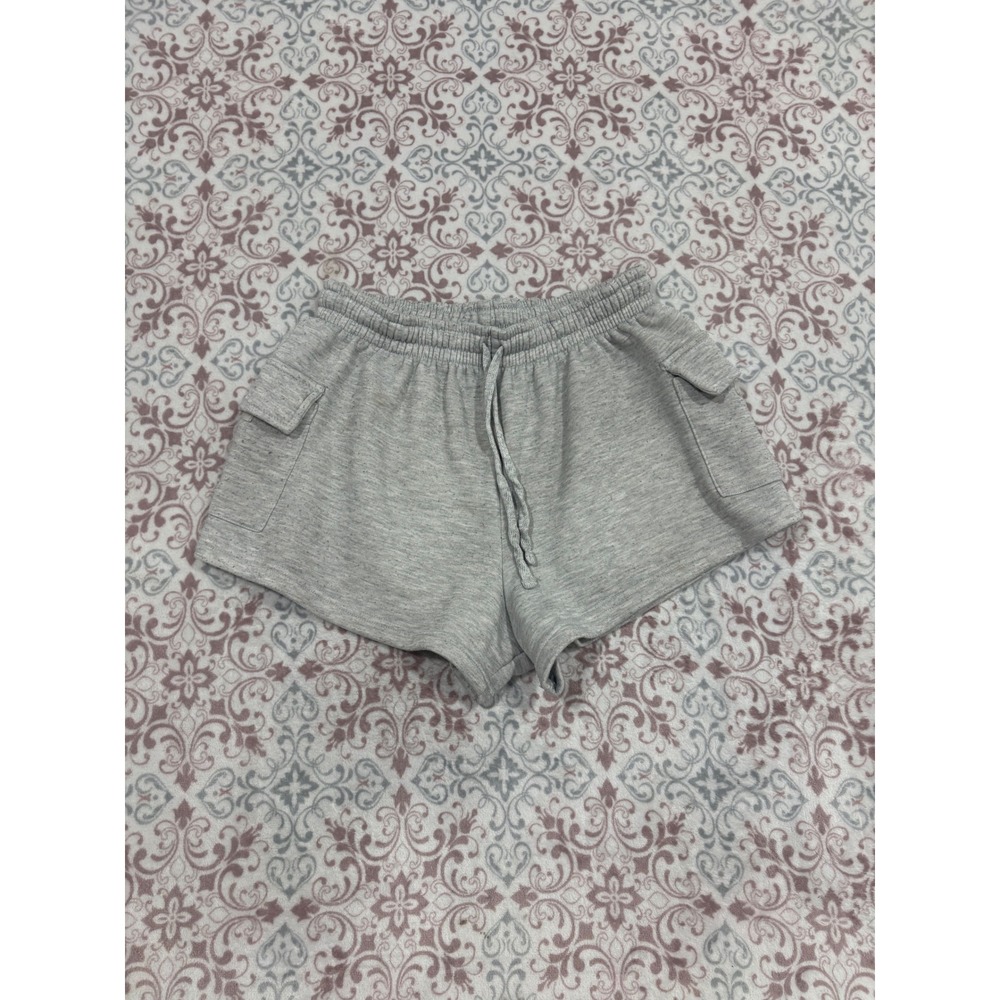 Green Goddess Gray Cargo Sweat Shorts Womens XL Elastic Waist Drawstring Lounge